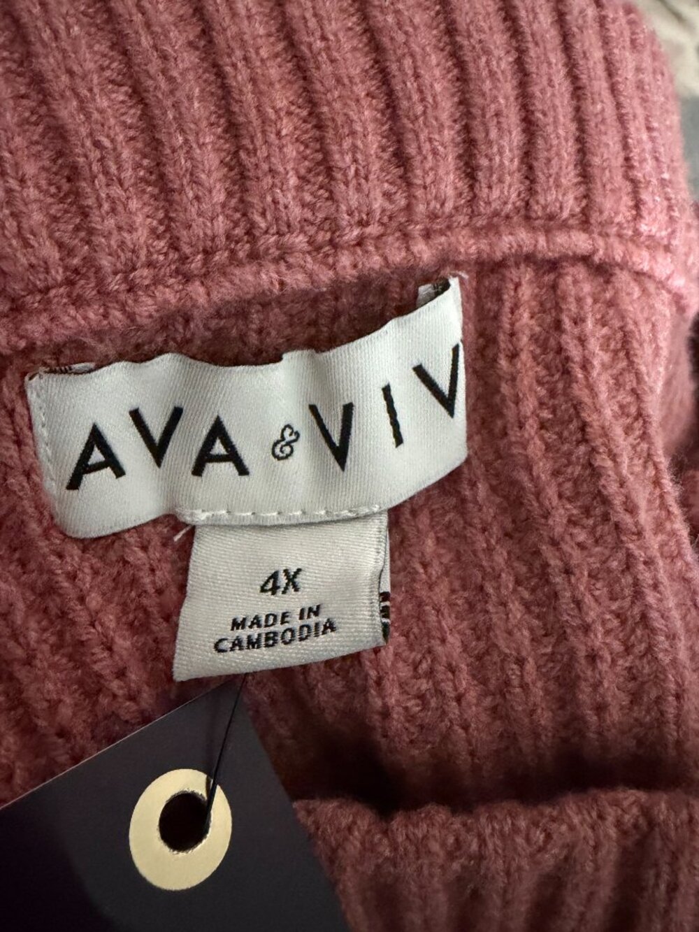 Ava & Viv Mauve Shaker Knit Crewneck Pullover Sweater Plus 4X NWT - Picture 4 of 7
